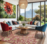 Runner Pomegranate Ivory Beige Color Hand Tufted Floral Wool Transitional Oriental Rug